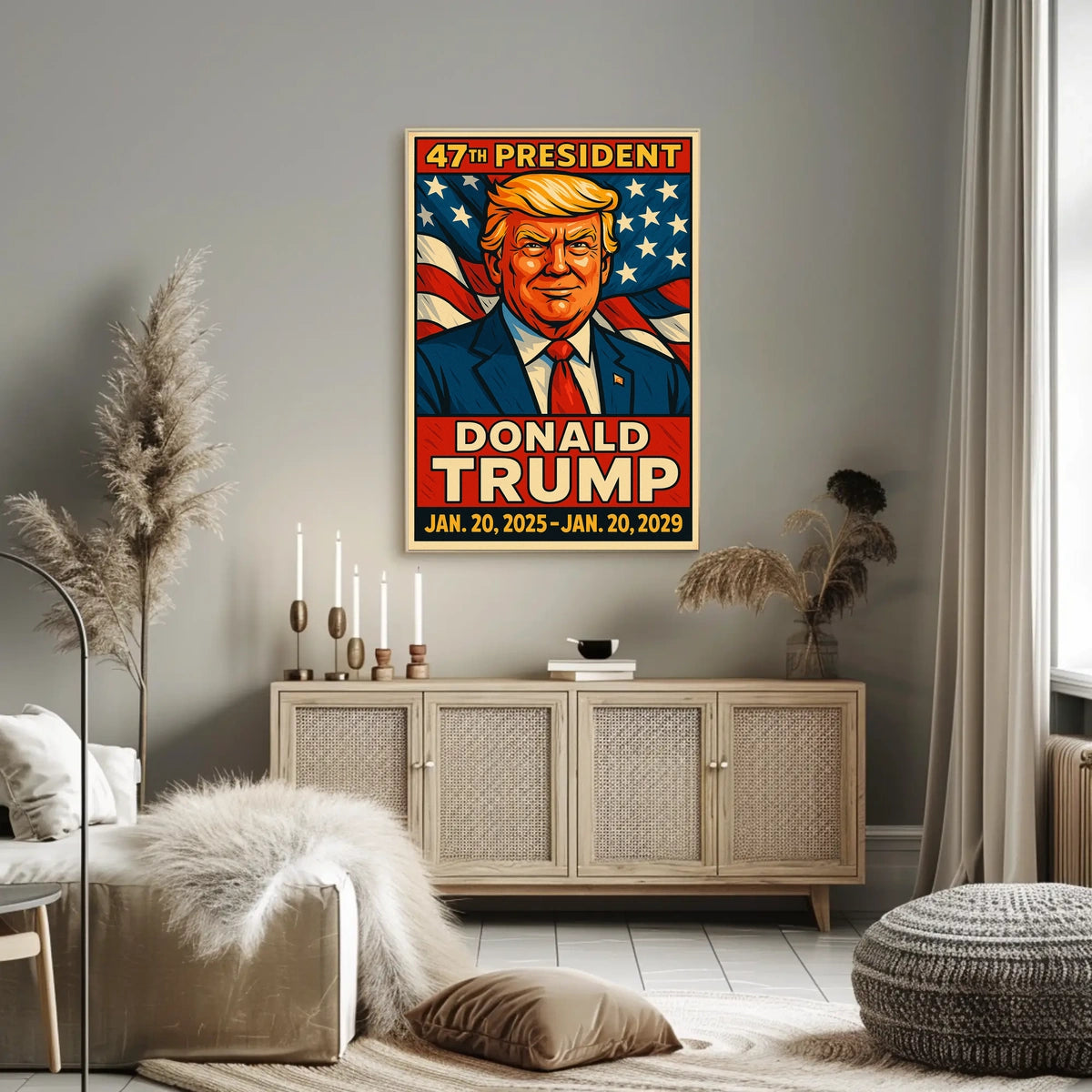 Donald Trump Visionary Leader Sunset Glow Dynamic Pop Art Digital Painting Bold Patriotism Poster