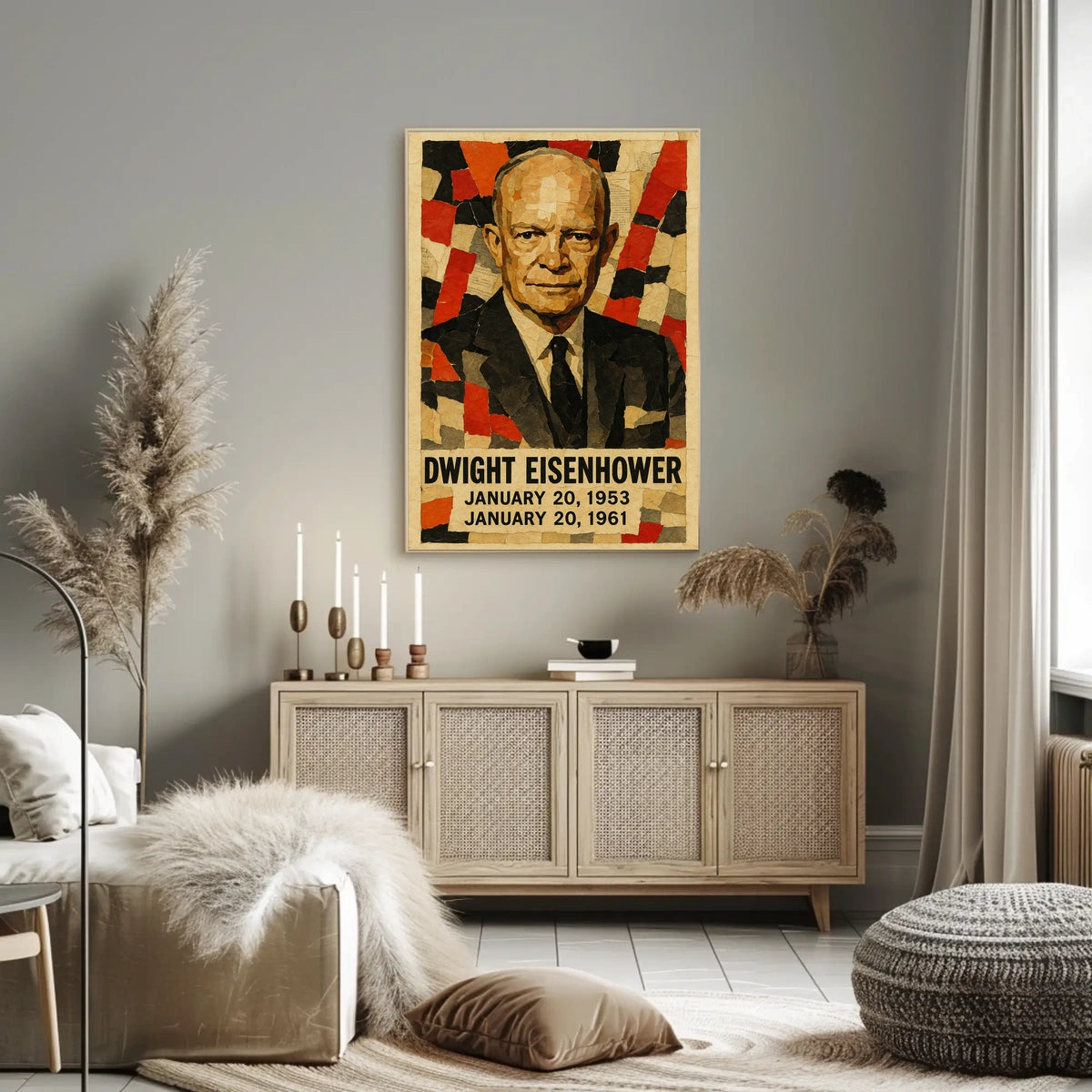 Dwight D. Eisenhower 34th President of the United States Layered paper Collage Poster