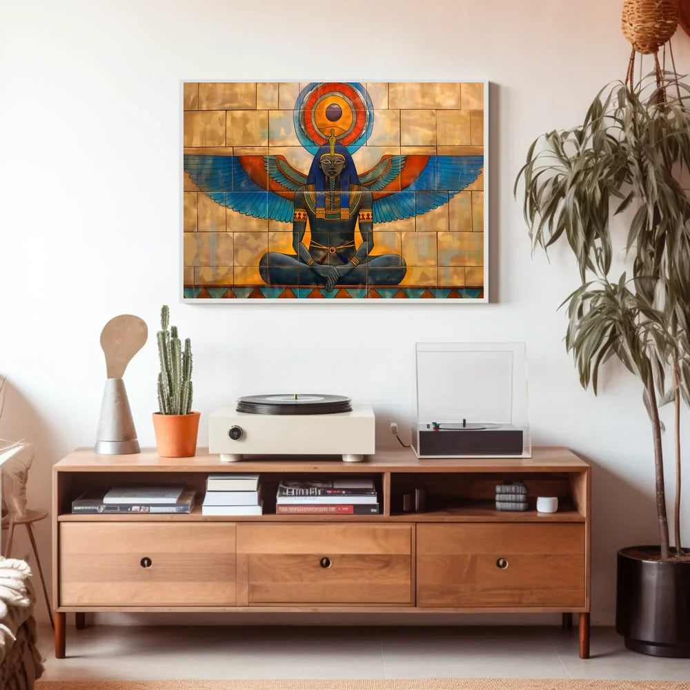 Ancient Egyptian Deity with Symbolic Wings Poster