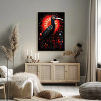Stylized Heron in Abstract Modern Artwork Poster
