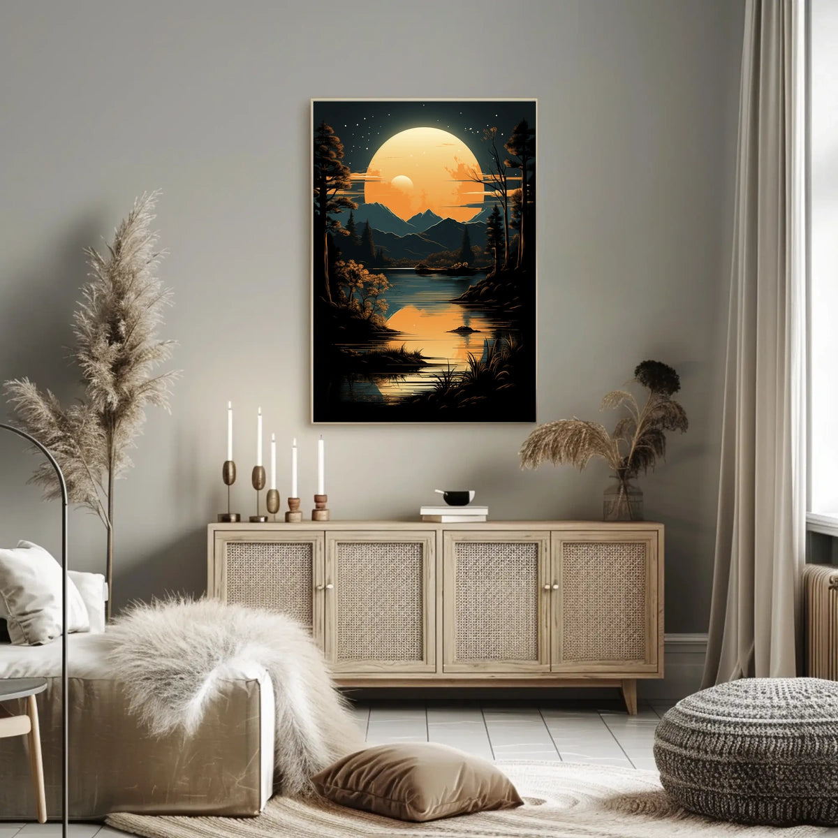 Tranquil Moonlit Landscape Poster