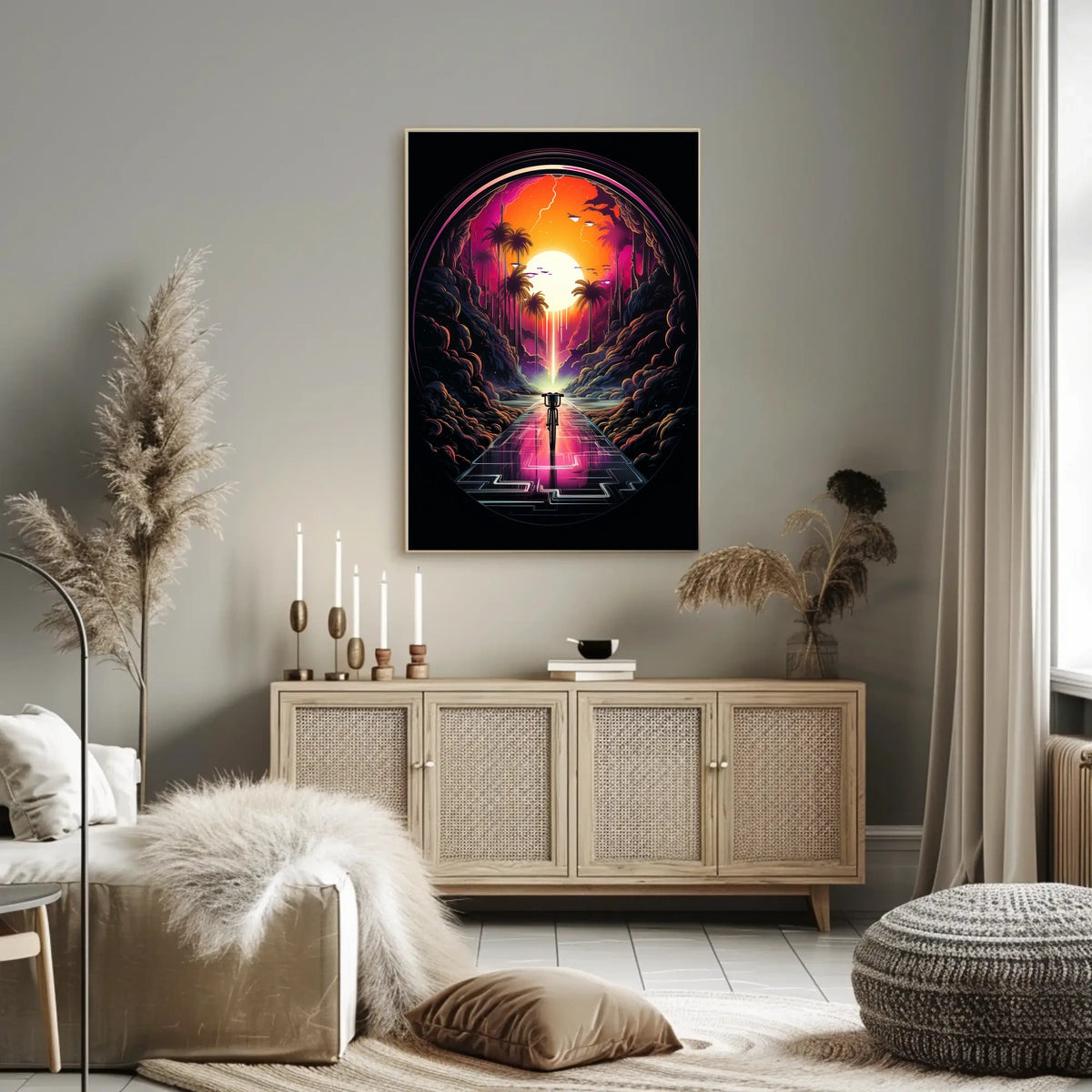 Journey Through a Neon Sunset Poster