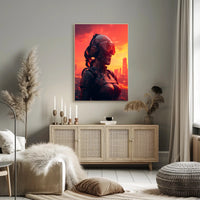 Cybernetic Sentinel At Sunset Poster PosterGoat