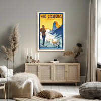 Val Gardena Skiing Adventure Vintage Travel Poster PosterGoat