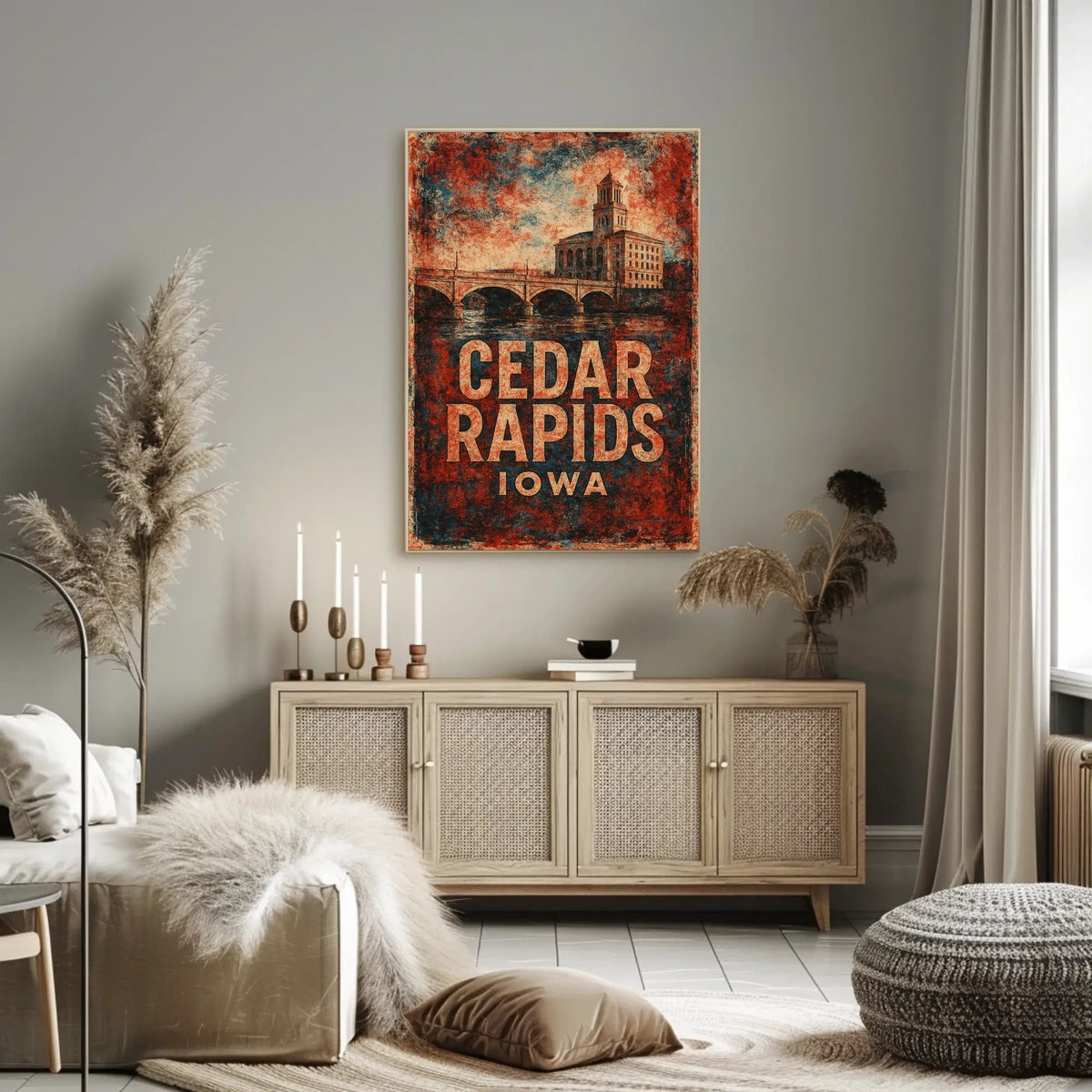 Cedar Rapids Iowa Scenic Vintage Home Poster