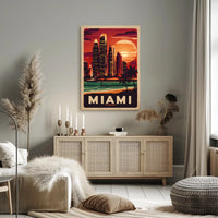 Miami Sunset Skyline Poster