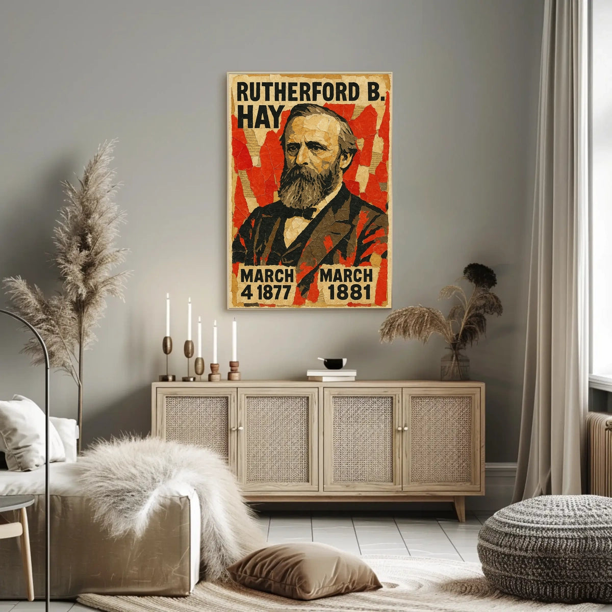Rutherford B. Hayes 19th President of the United States Layered paper Collage Poster