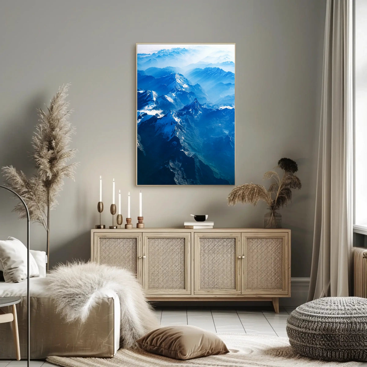 Majestic Aerial Mountain Range Photorealistic Poster