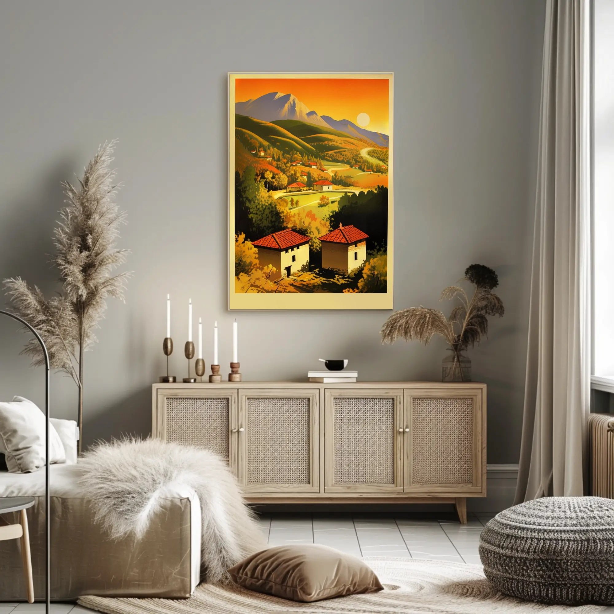 Serene Mountain Landscape at Sunset Poster