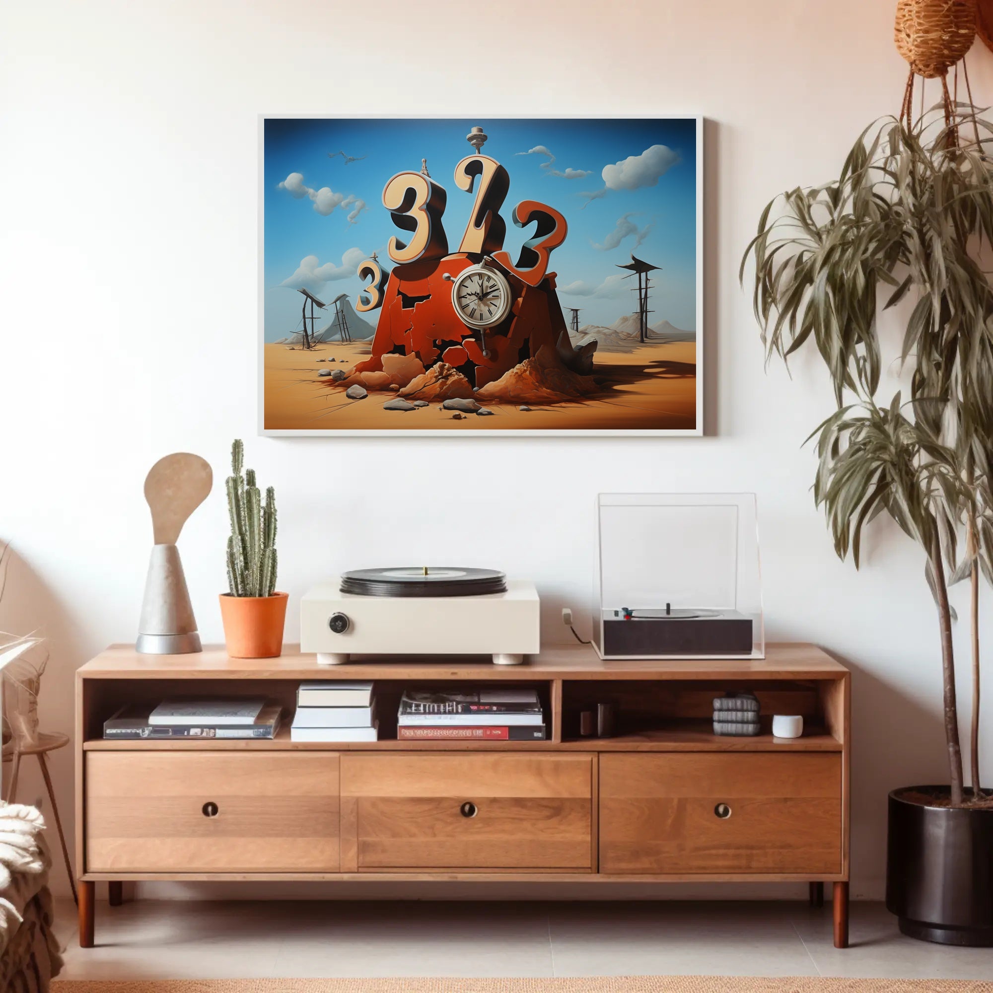 Surreal Desert Time Illusion Artistic Poster