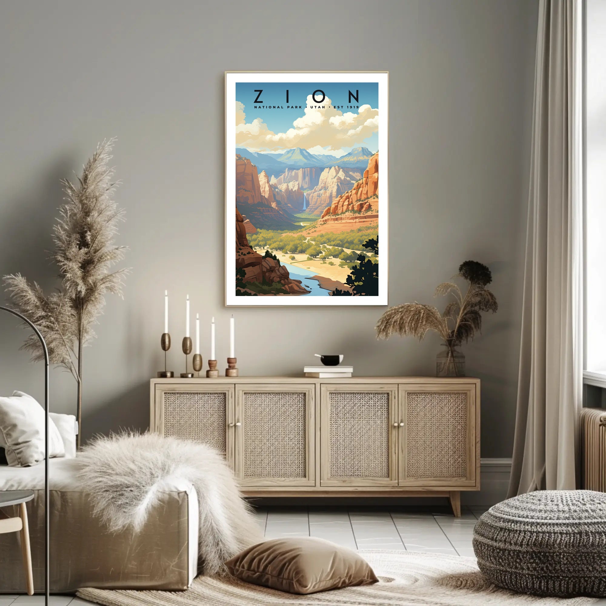 Zion National Park Vintage Travel Poster Print