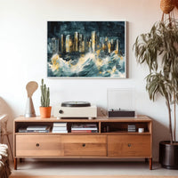 Cityscape Amidst the Storm Poster