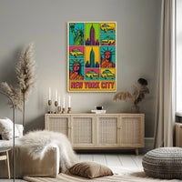 New York City Pop Art Cityscape Poster Abstract Wall Art