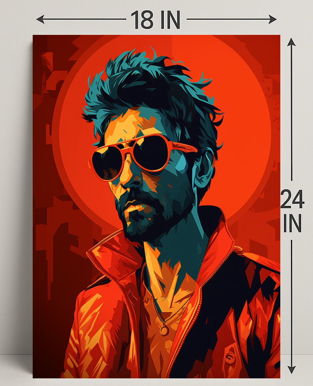 Vibrant Portrait In Red Poster PosterGoat