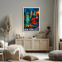 Iconic New York City Poster Vibrant Landmark Artwork Lovers