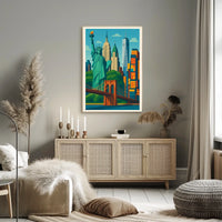 Iconic New York City Poster Vibrant Skyline Urban Decor