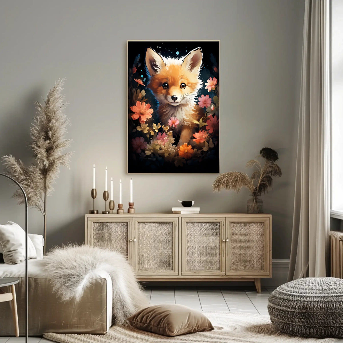 Fox Bloom Whimsical Poster