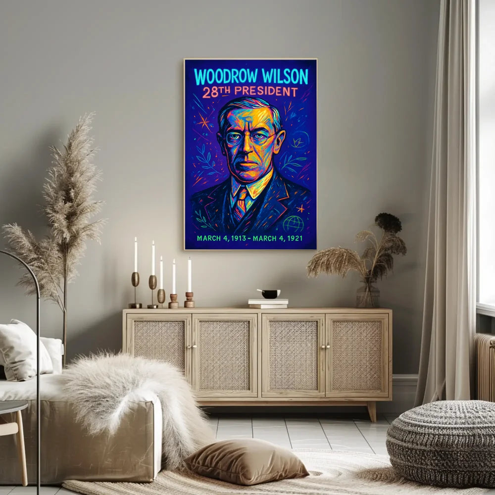 Vibrant Woodrow Wilson Portrait: Historical or Presidential Poster PosterGoat