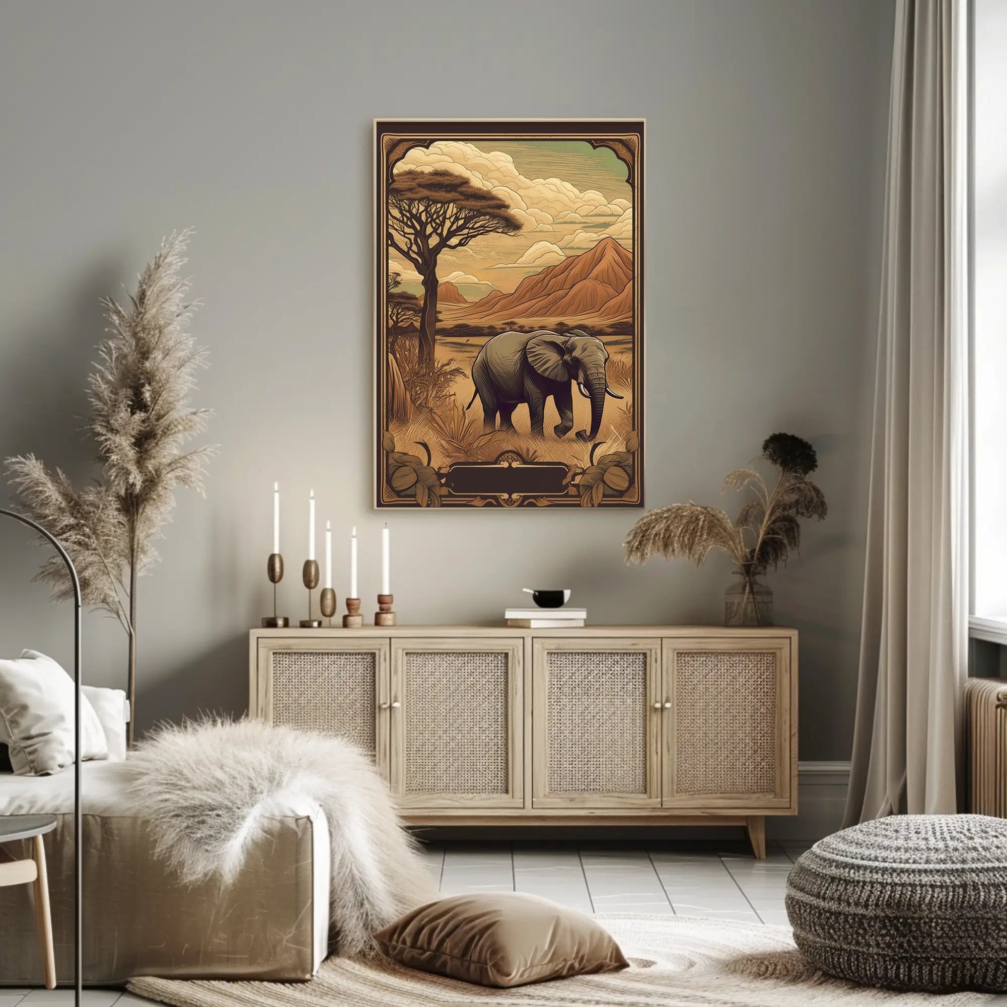 Majestic Savannah Elephant Poster