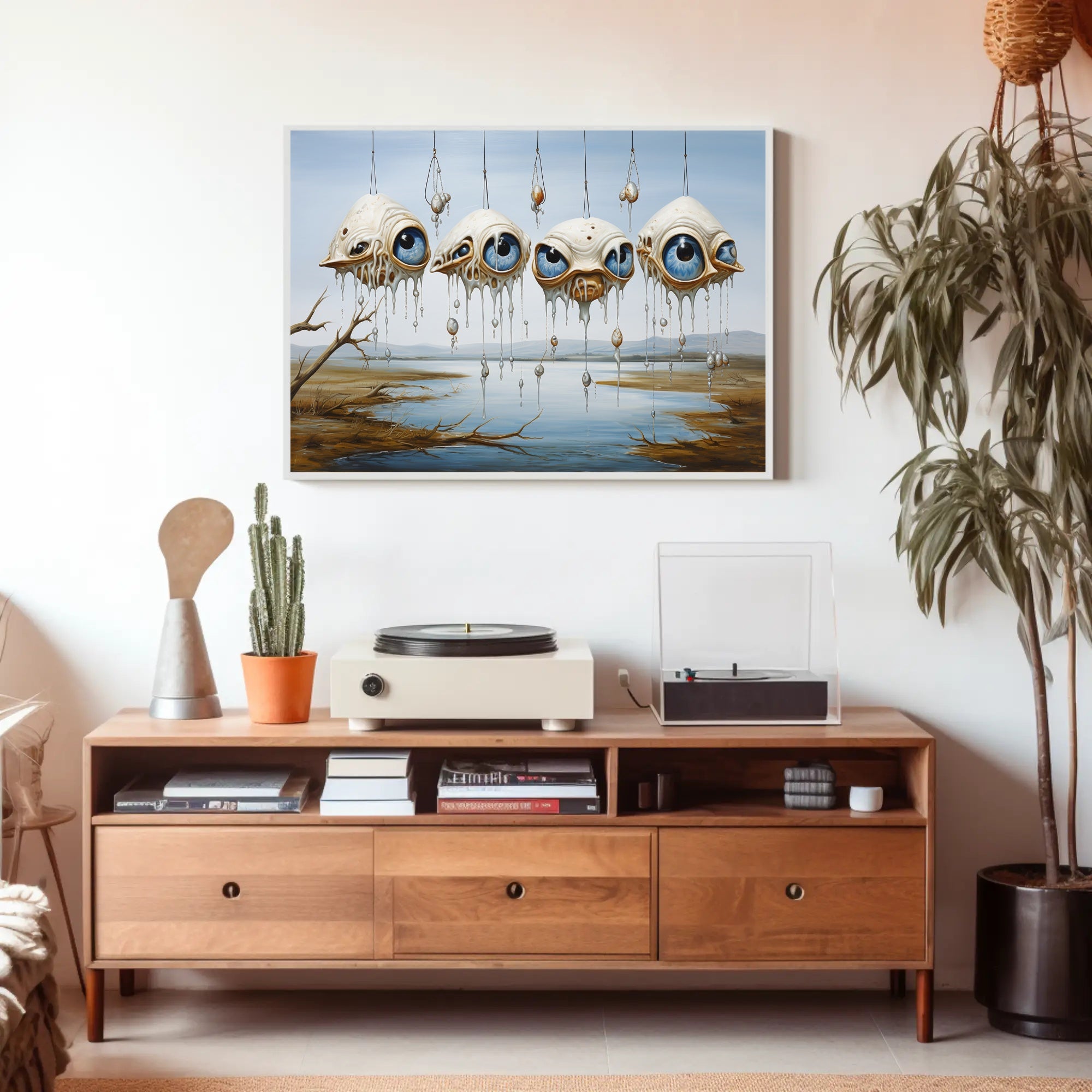 Surreal Floating Eyes Artistic Poster