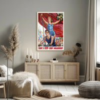 Soviet Sports Propaganda Athletic Poster Celebrating National Unity