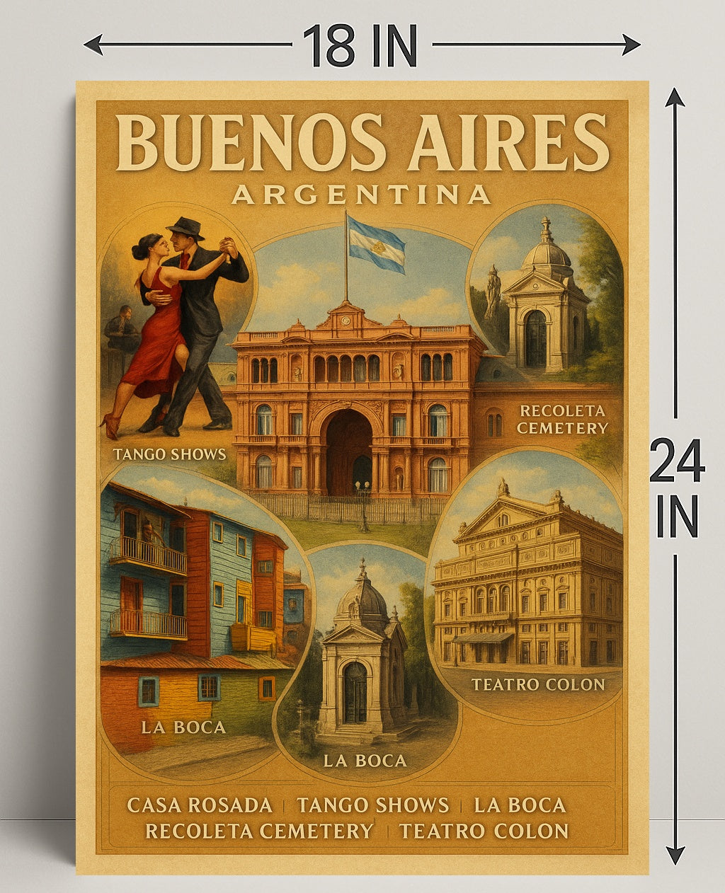 Buenos Aires Vintage Travel Poster Wall Art PosterGoat