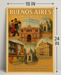 Buenos Aires Vintage Travel Poster Wall Art PosterGoat