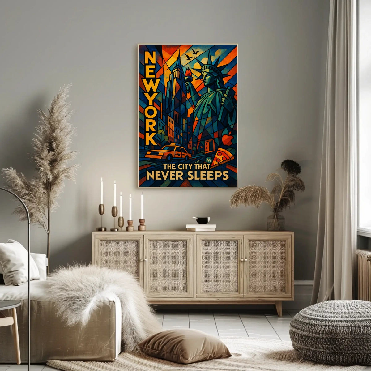New York City Vibrant Urban Scene Poster Modern Wall Art