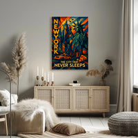 New York City Vibrant Urban Scene Poster Modern Wall Art