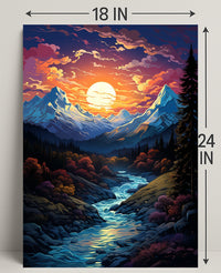 Enchanted Mountain Sunset Poster