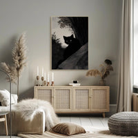Black Cat in Shadowy Forest Animal Poster PosterGoat