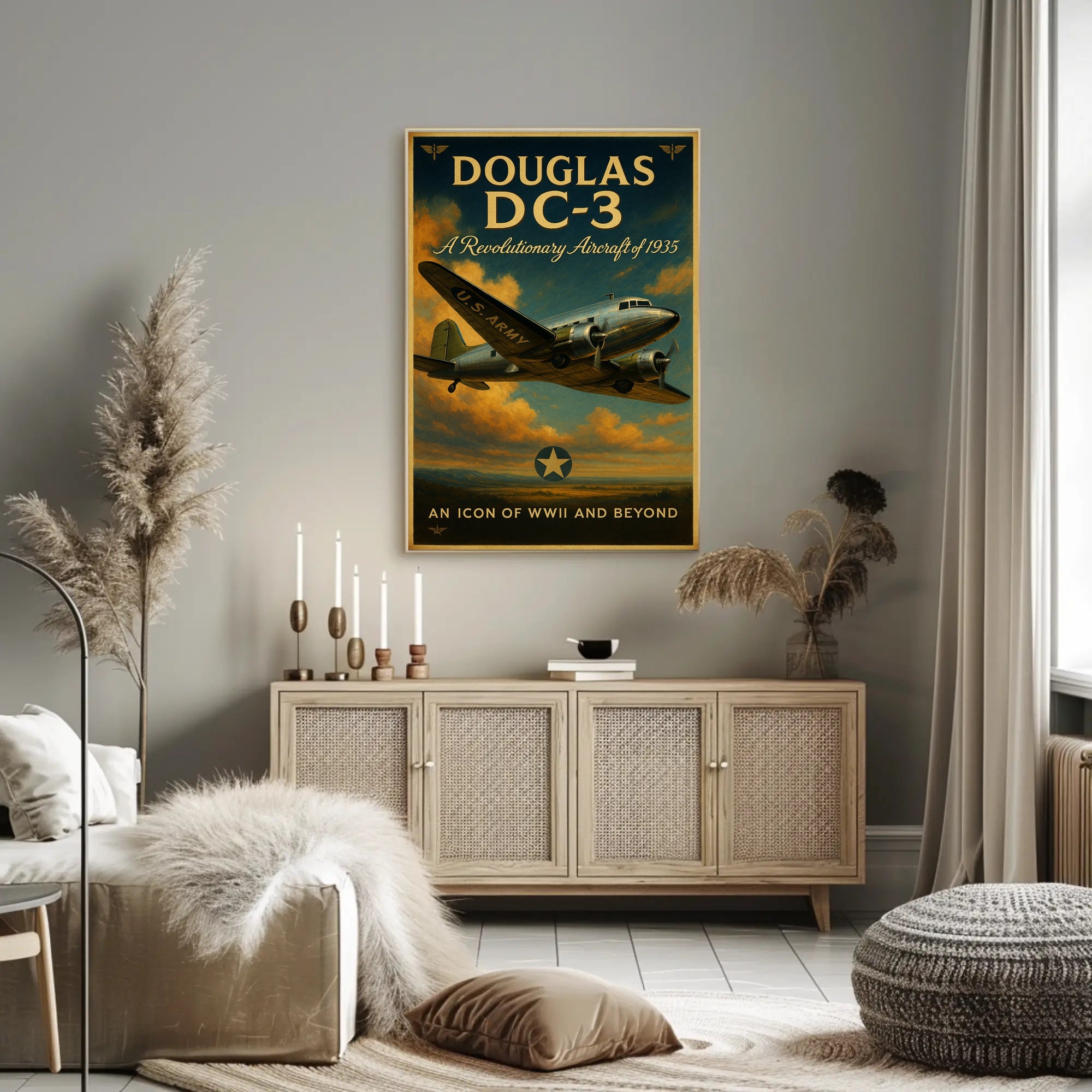 Douglas DC-3 Vintage Aircraft Poster Print