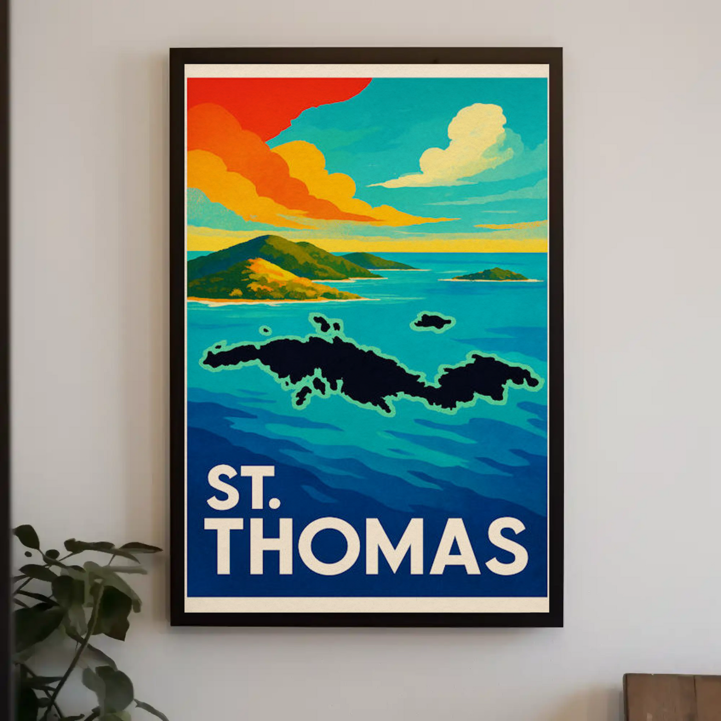 St Thomas Caribbean Island View Colorful Ocean Poster