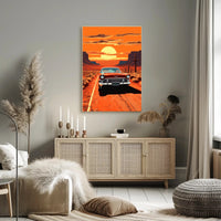 Vintage Road Trip at Sunset Poster