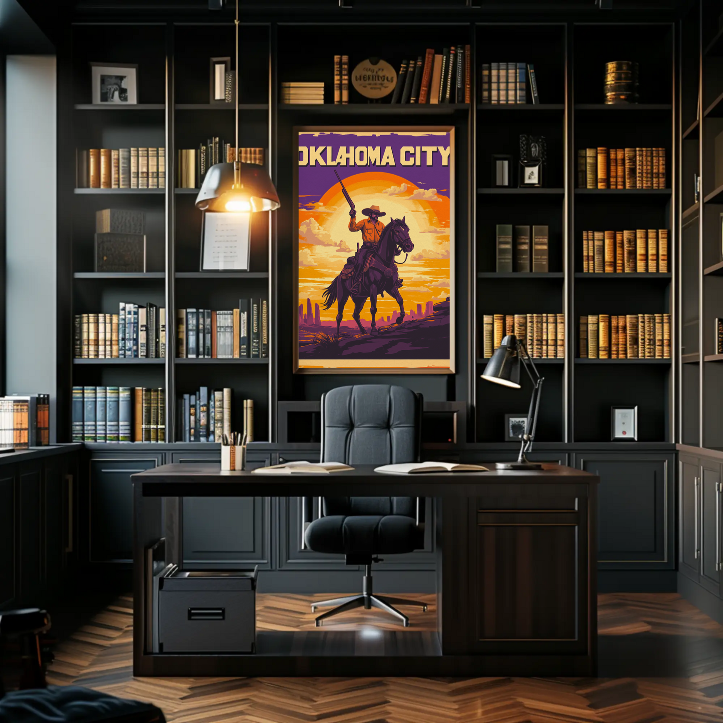 Oklahoma City Cowboy Vintage Poster