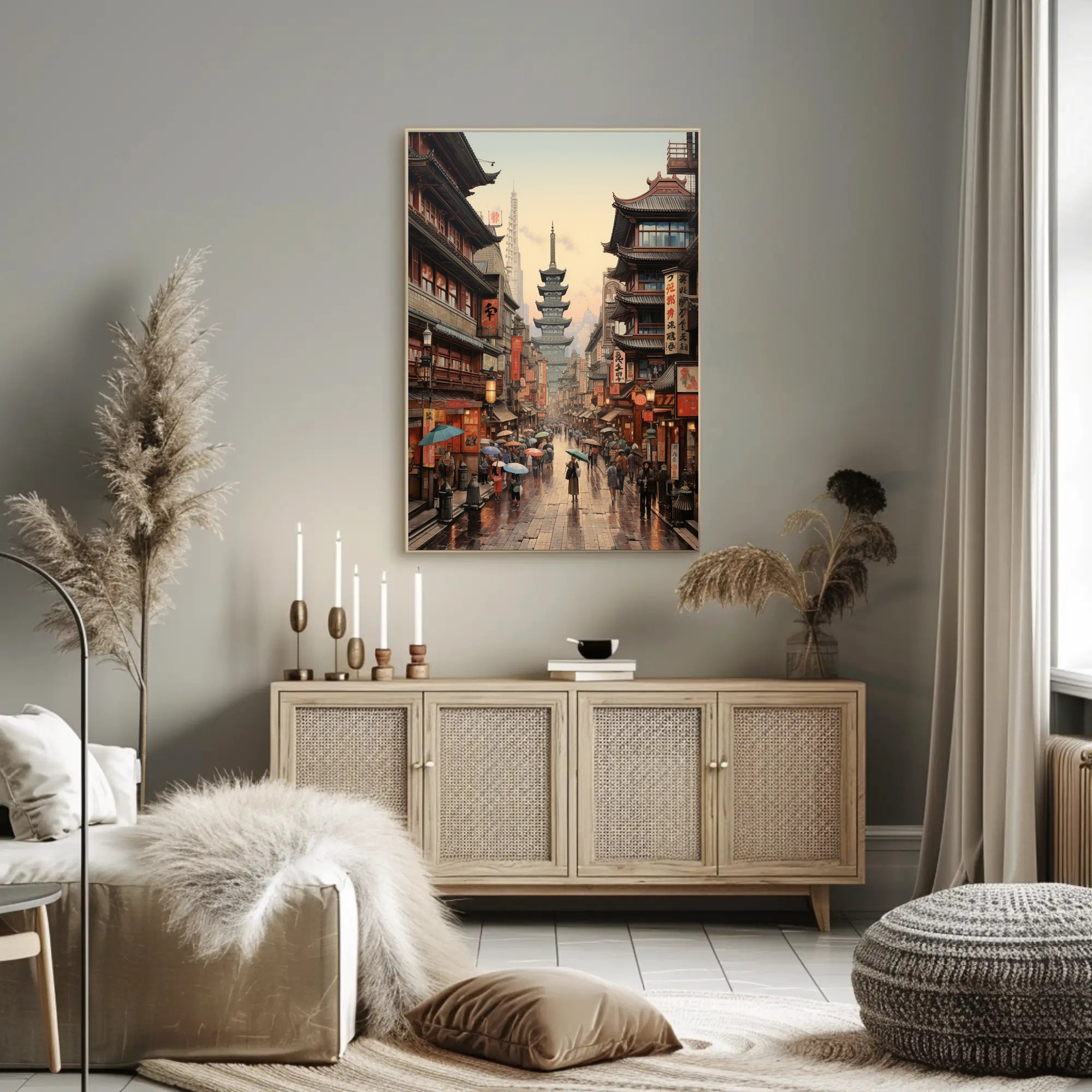 Rainy Day In A Traditional Asian Street Poster