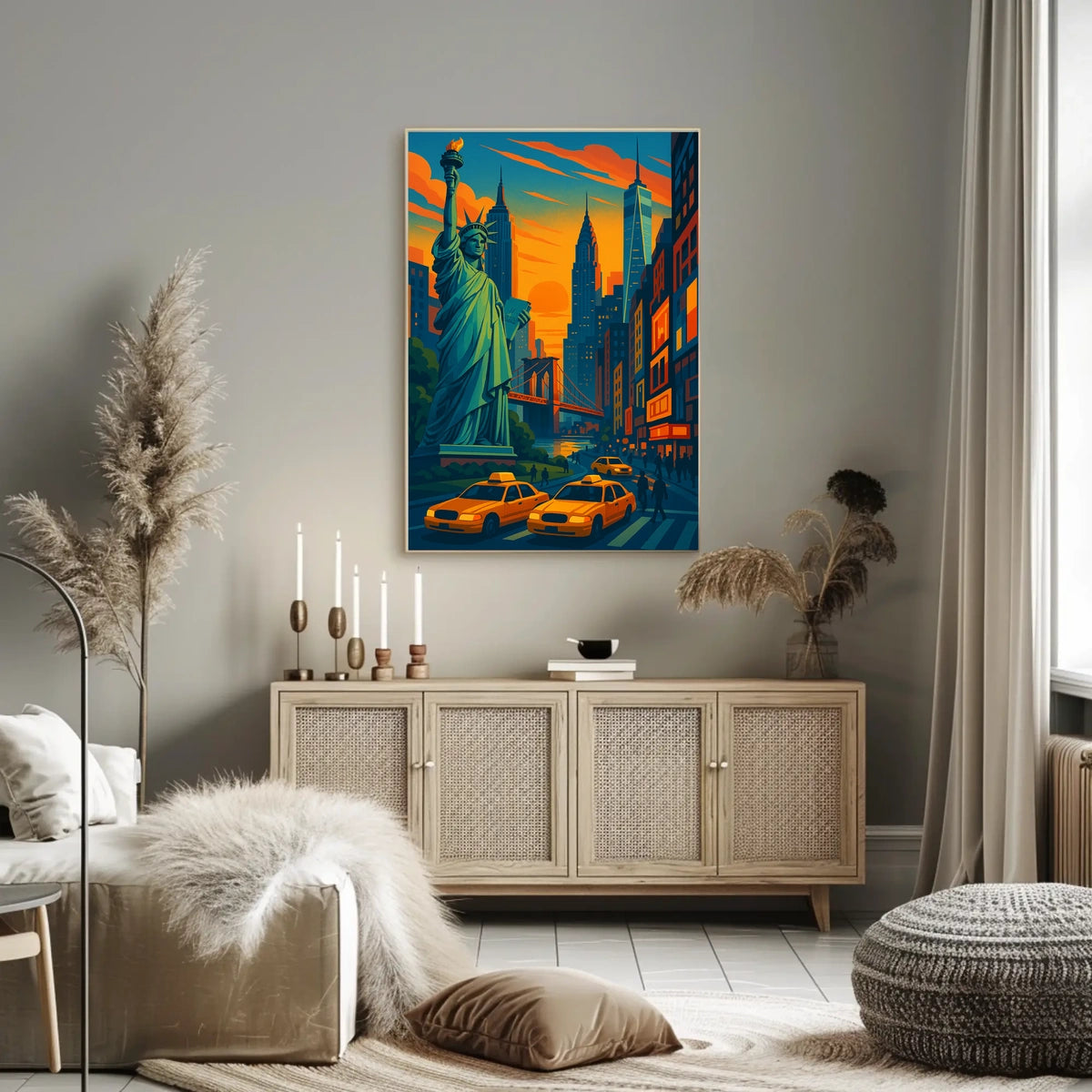 New York City Skyline Artwork Poster Modern Wall Art