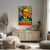 Calvin Coolidge 30th President of the United States Colorful Comic Book Style Poster