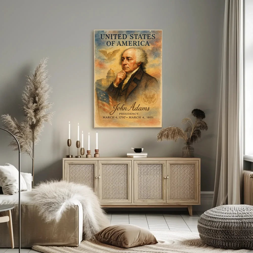 John Adams Early U.S. Presidency Historical Poster