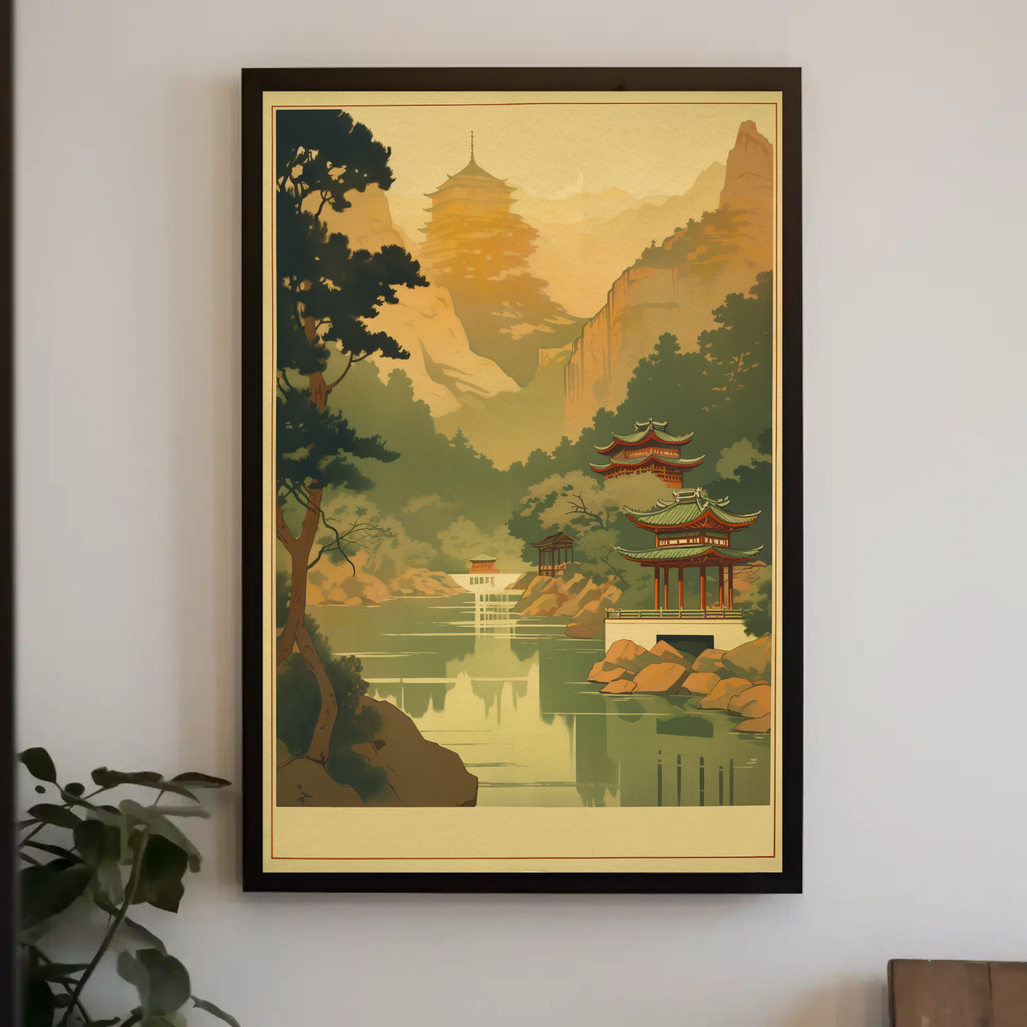 Golden Mist Temple Valley In China Travel Poster