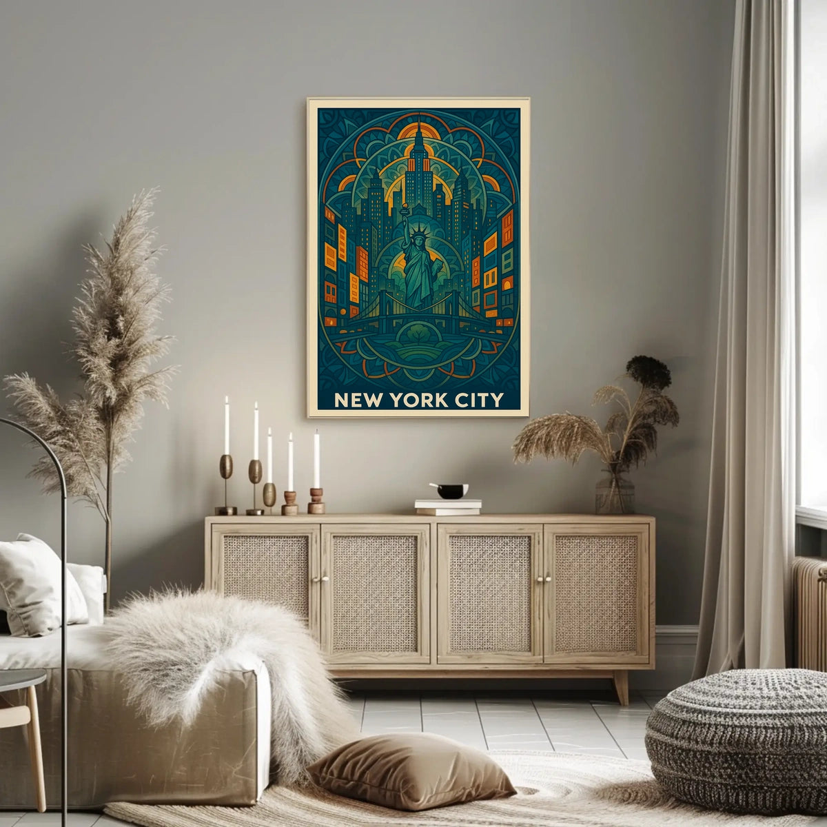 New York City Poster Iconic Skyline Home Decor Landmarks
