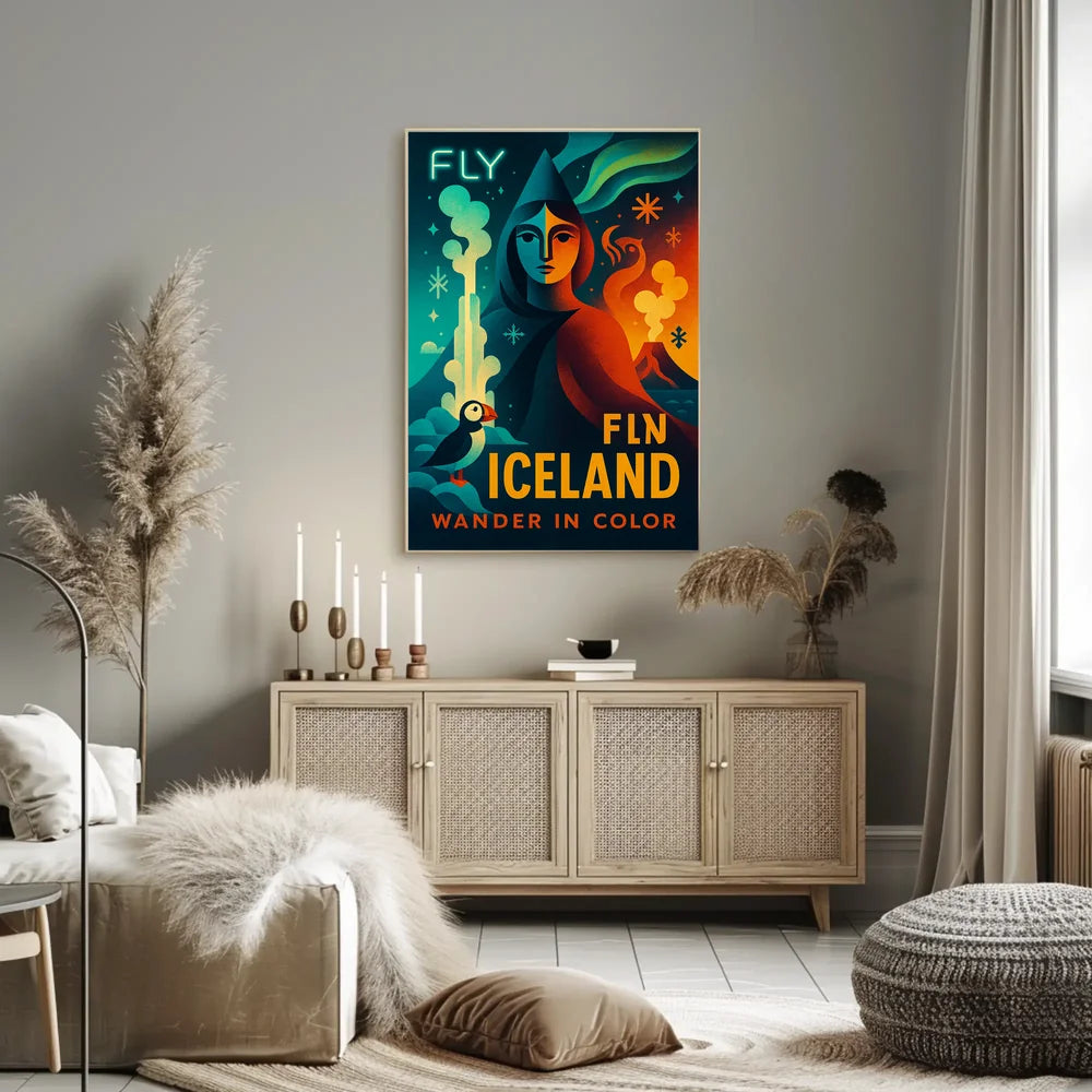 Iceland Adventure Fly and Wander Travel Poster PosterGoat