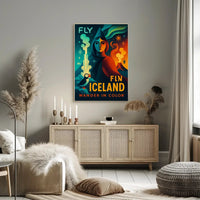 Iceland Adventure Fly and Wander Travel Poster PosterGoat