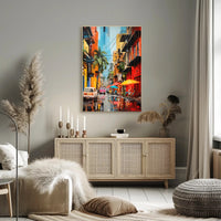 Vibrant Tropical Street Scene Impressionistic Artistic Poster