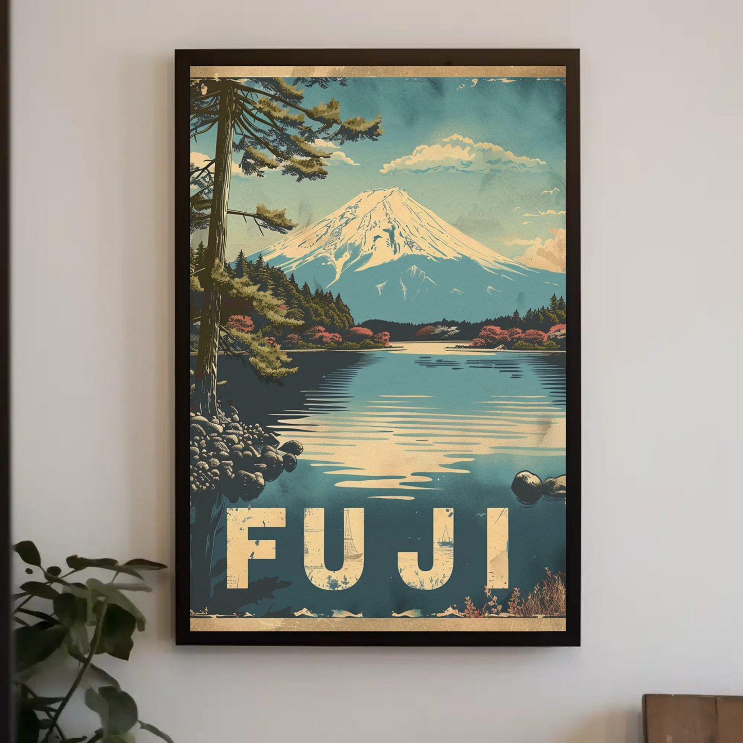 Fuji Mountain Lake Reflection Travel Poster
