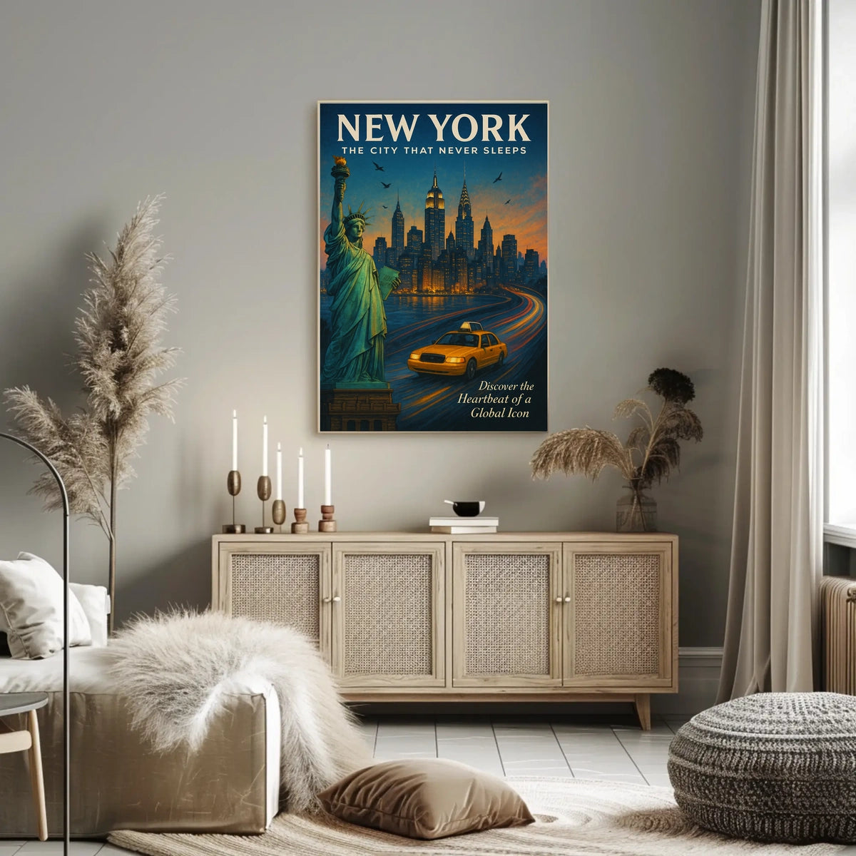 New York City Iconic Poster Vintage Travel Wall Art