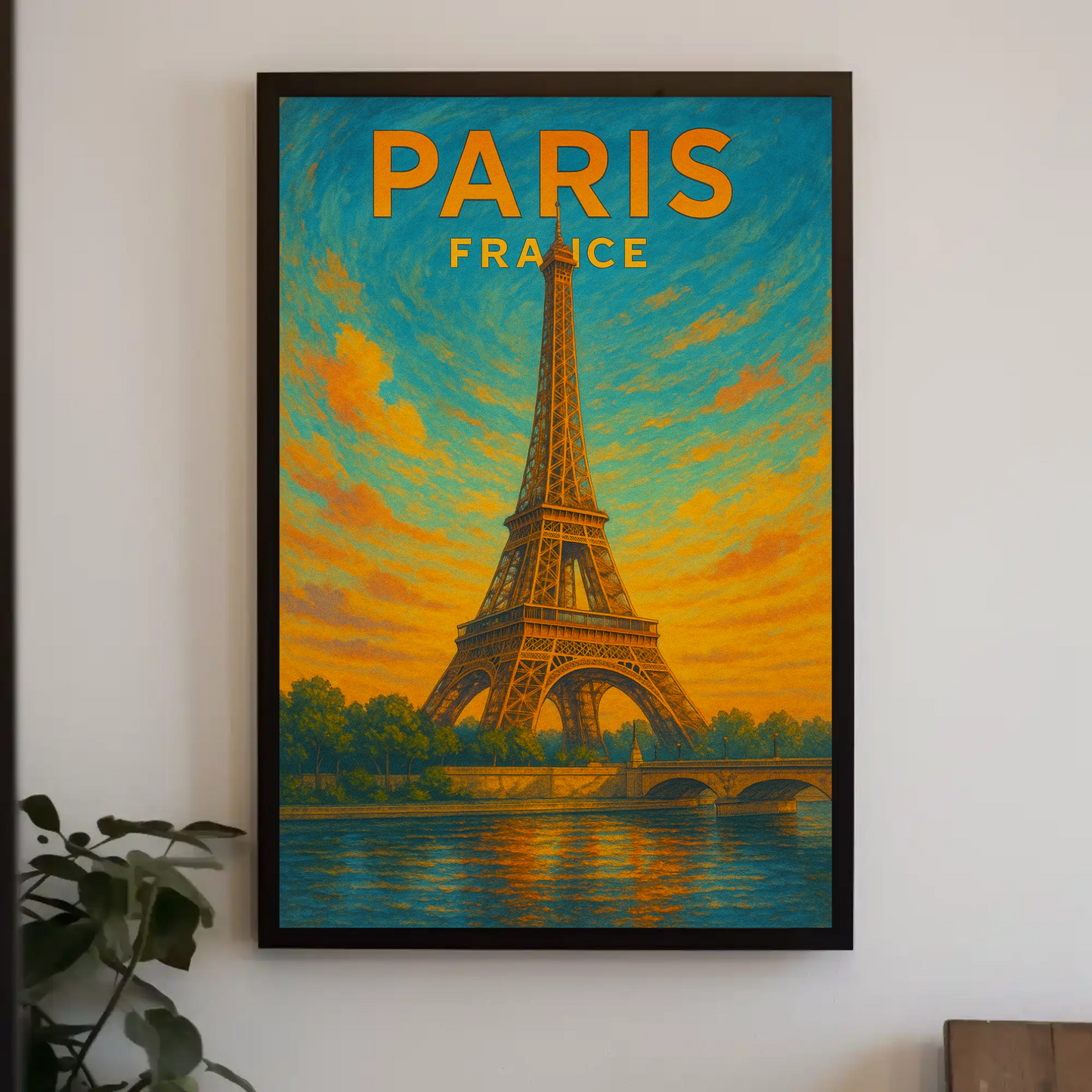 Paris Eiffel Sunset Travel Poster