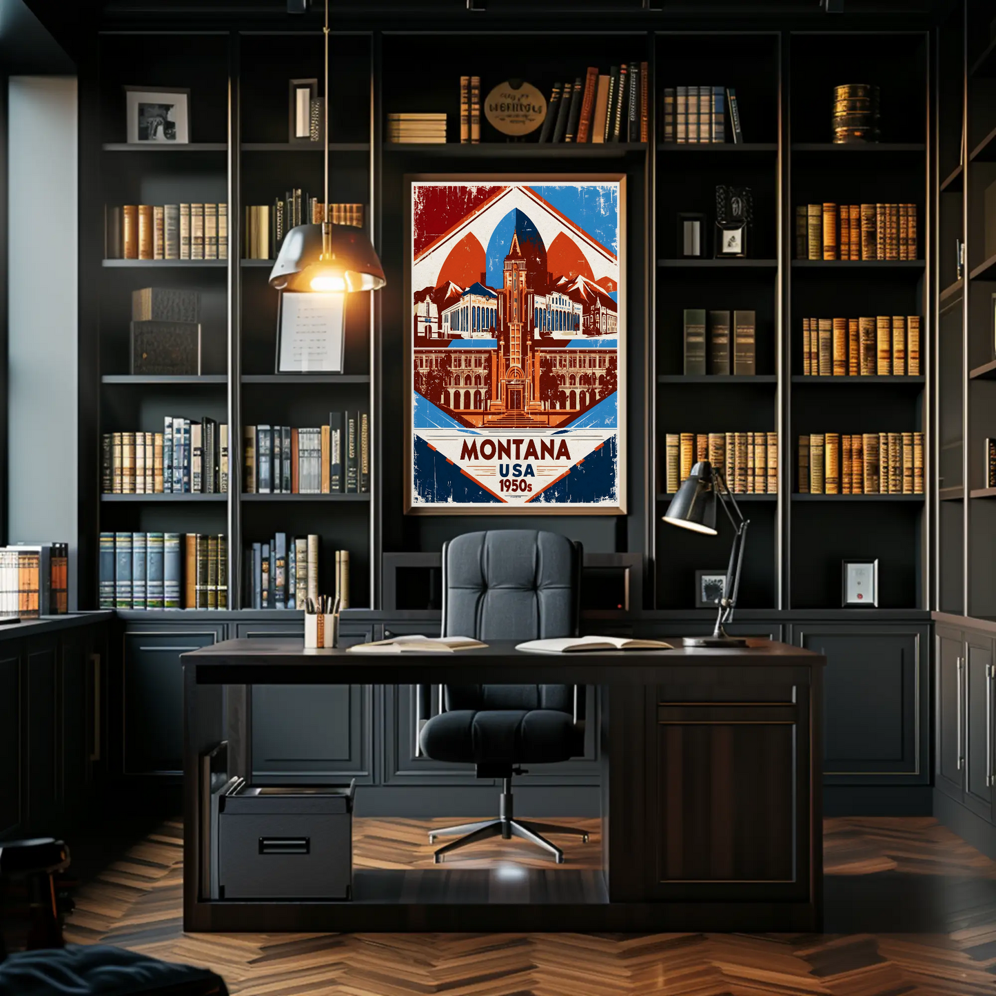 Montana USA 1950s Mountain Capitol Vintage Travel Poster