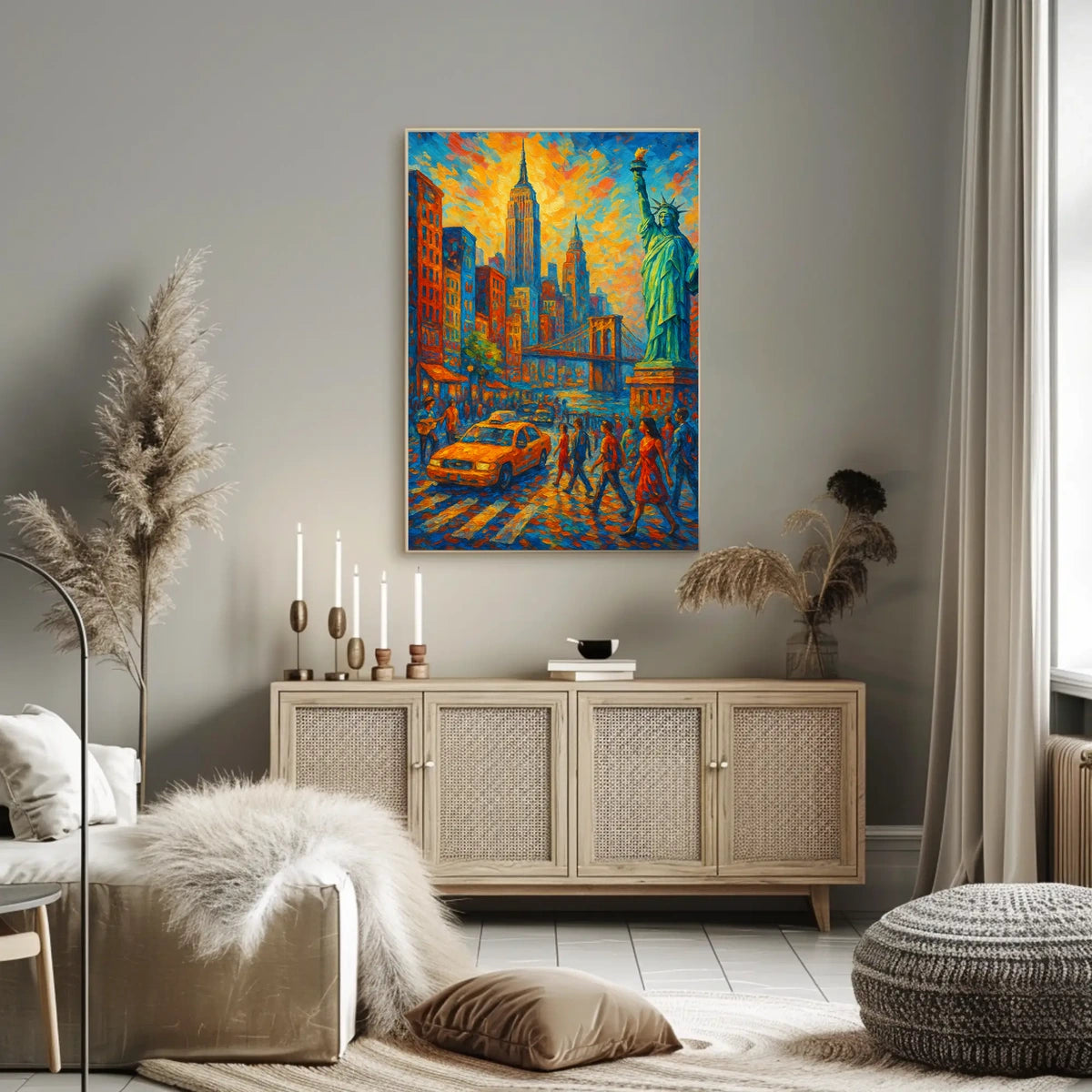 New York Cityscape Art Print Vibrant Impressionist For Home