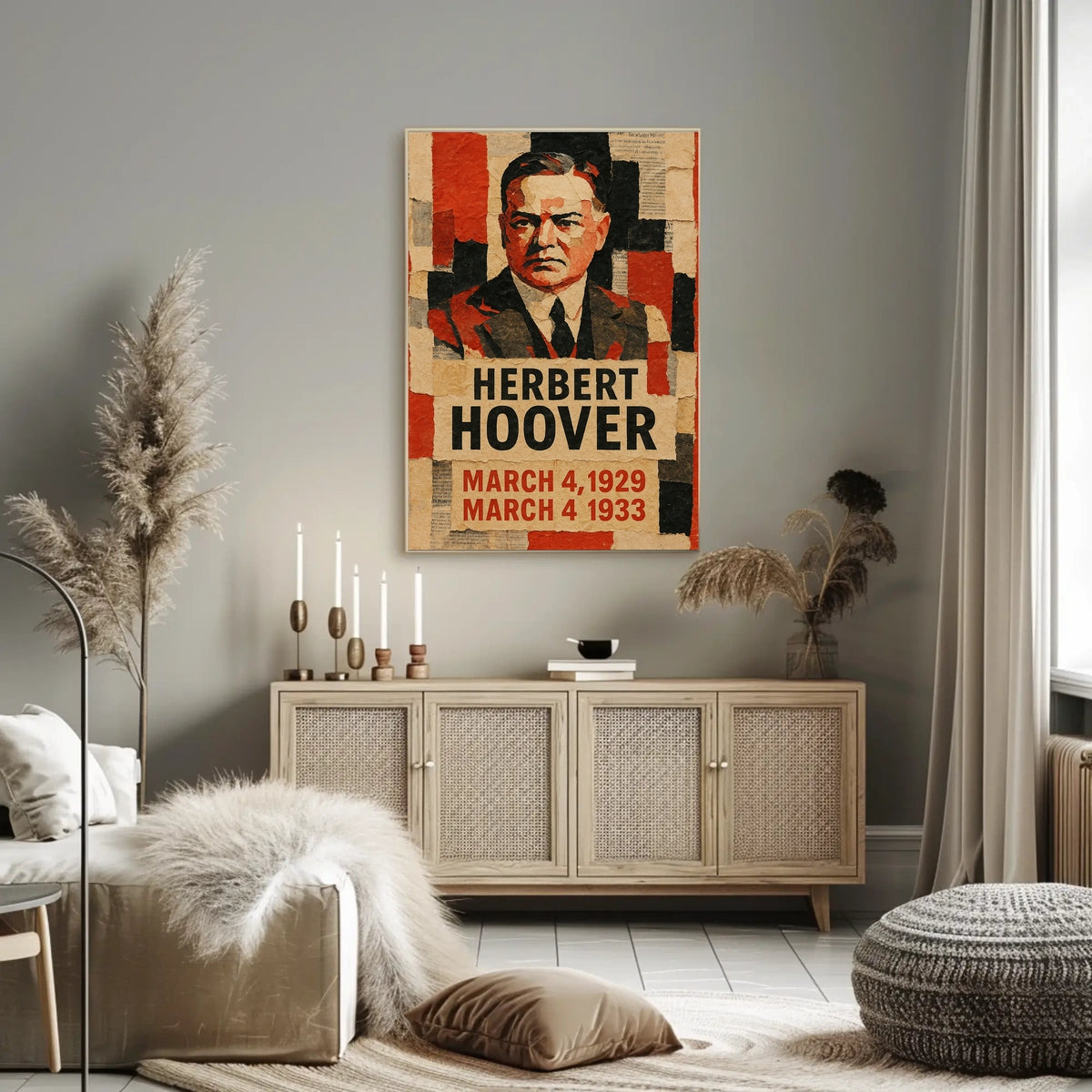 Herbert Hoover 31st President of the United States Layered paper Collage Poster